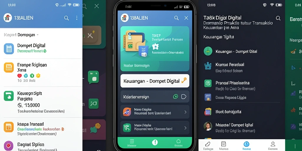 Tampilan antarmuka aplikaso Dompet Digital 138ALIEN yang modern dan user-friendly.