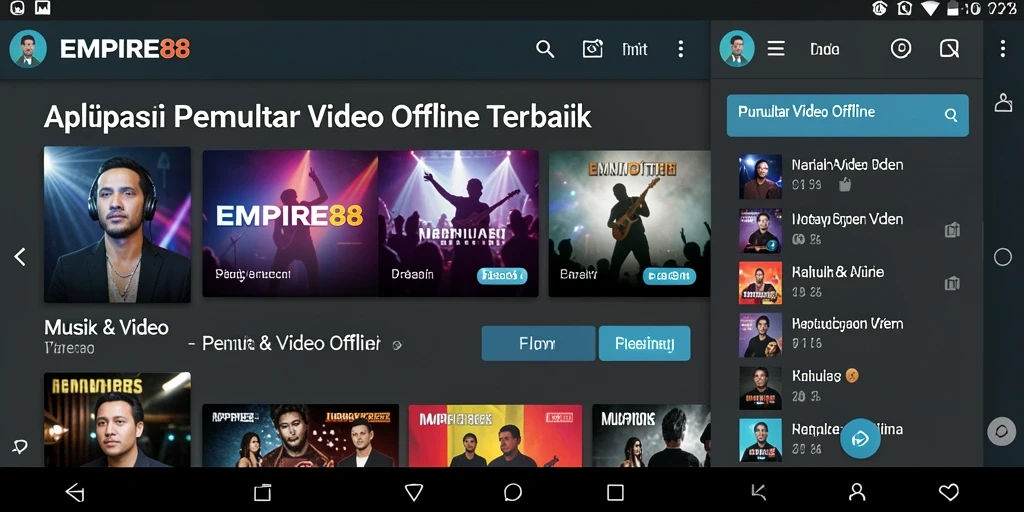 Antarmuka EMPIRE88 yang intuitif dan menarik saat memutar video offline.