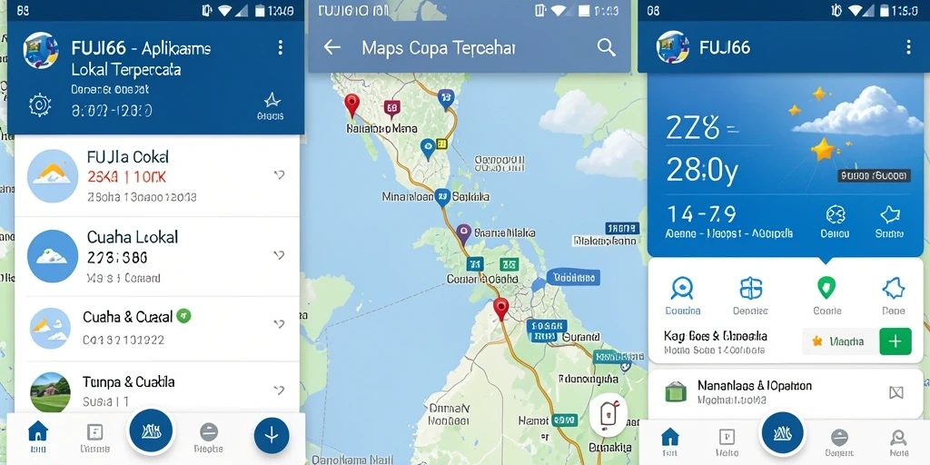 Antarmuka utama FUJI66 menampilkan informasi cuaca terkini dengan jelas.