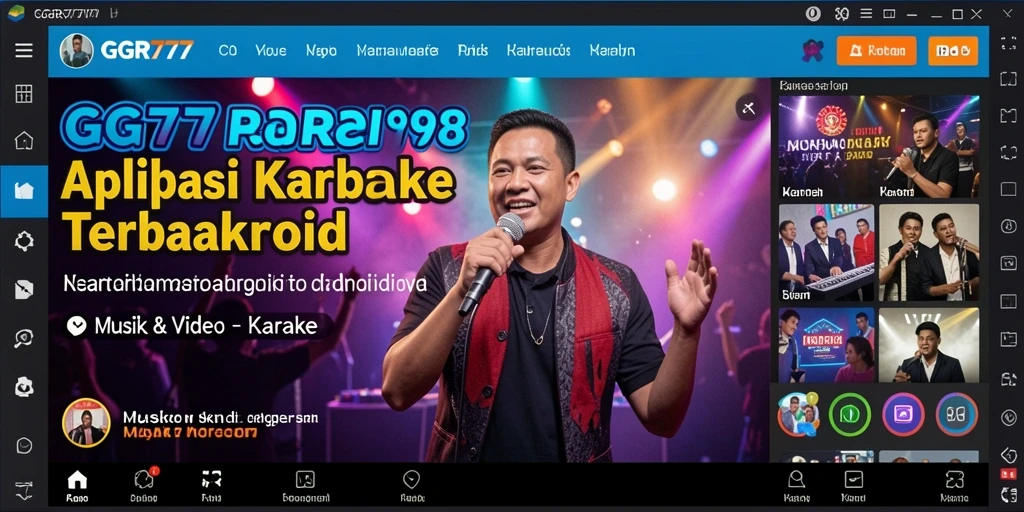 Tampilan antarmuka aplikasi GGR777 dengan fungsi Karaoke yang menarik.