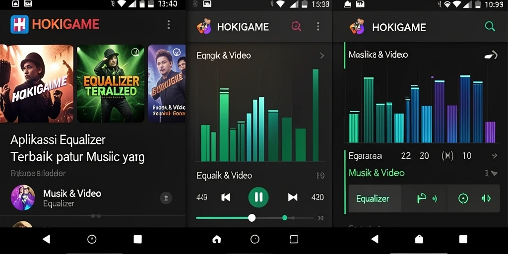 Screenshot utama HOKIGAME dengan tampilan antarmuka Equalizer yang menarik.