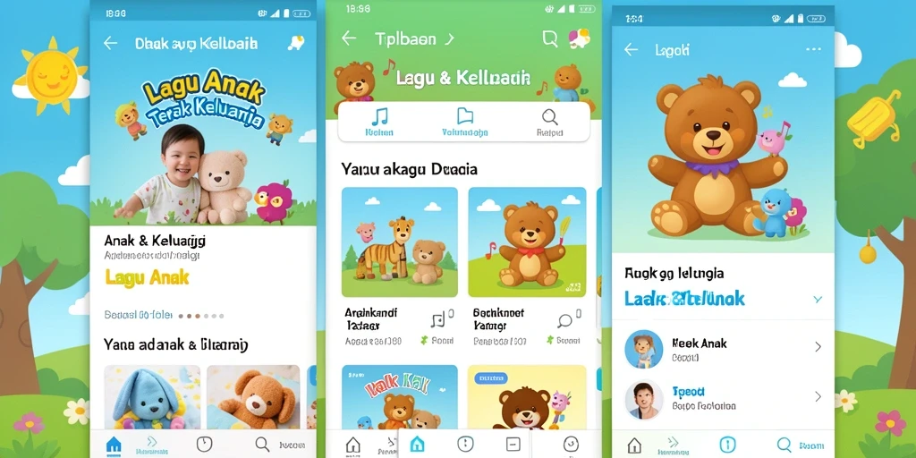 Tampilan antarmuka aplikasi IND666 dengan fungsi Lagu Anak yang menarik.