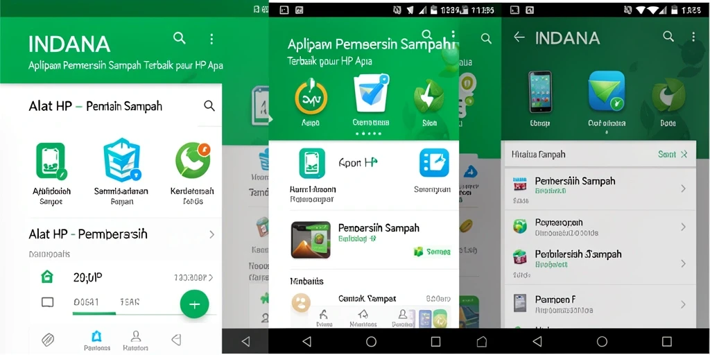 Tampilan antarmuka aplikasi Pembersih Sampah INDAAA yang modern dan intuitif.