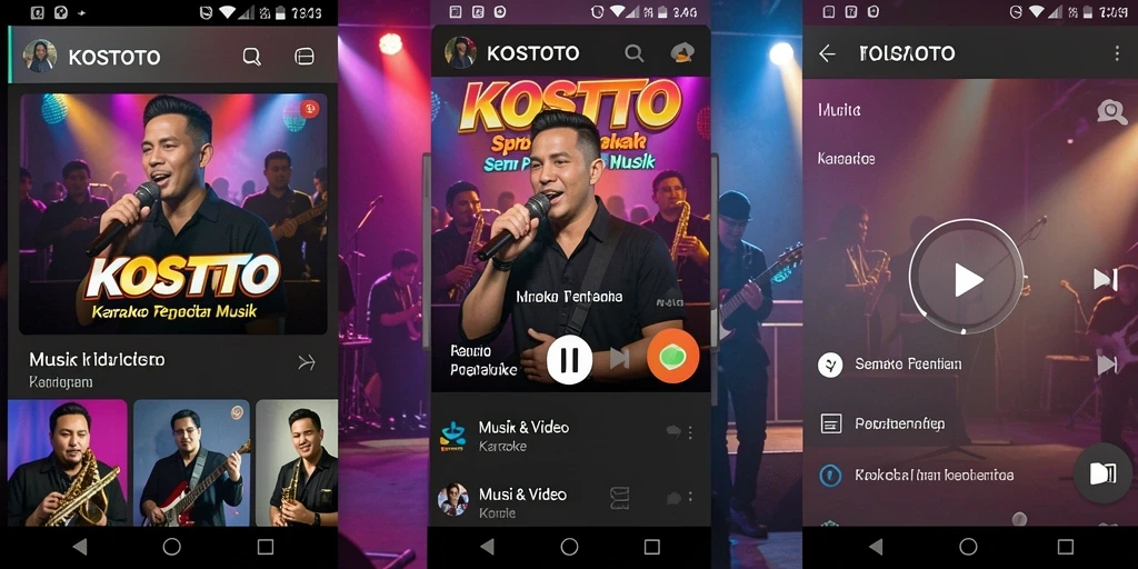 Antarmuka KOSTOTO yang intuitif dengan tampilan lirik yang jelas.