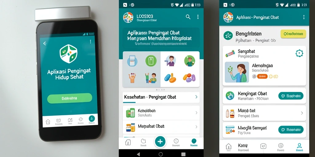 Screenshot menunjukkan antarmuka pengguna LOS303 dengan fitur pengingat obat.