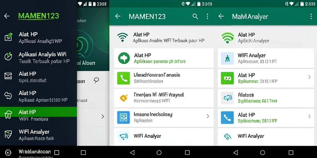 Antarmuka MAMEN123 menampilkan analisis jaringan WiFi dengan grafis informatif.