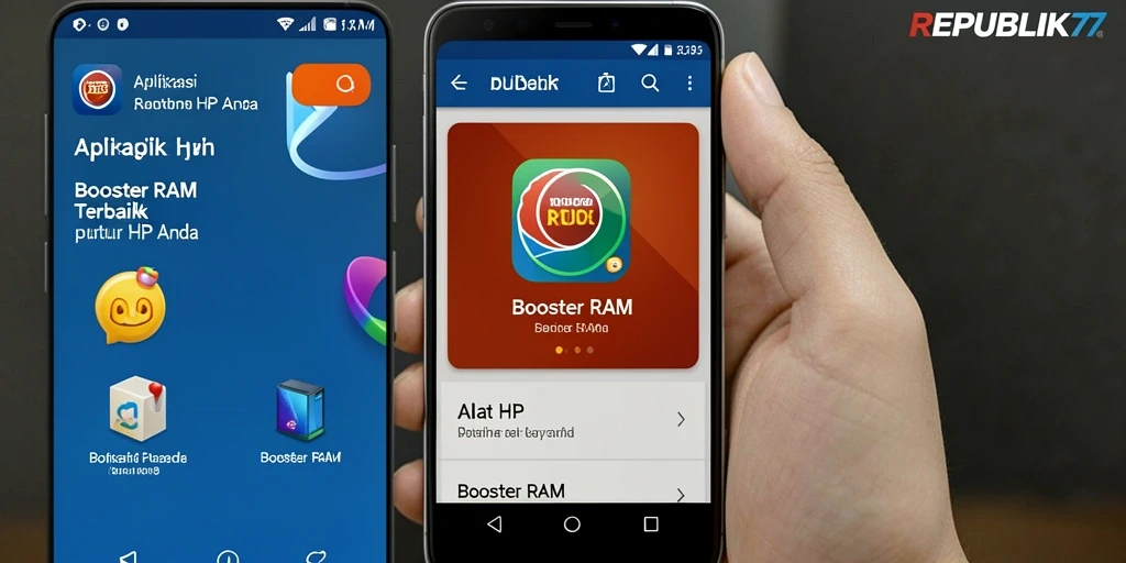 Tampilan antarmuka aplikasi BOOSTER RAM yang user-friendly.